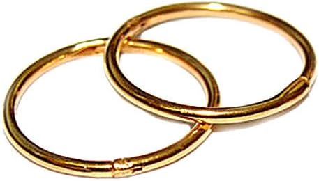12mm 22K GOLD OVER SOLID STERLING SILVER HINGED HOOP EARRINGS, Easy On & Off !