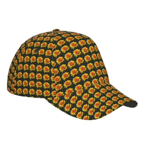 Tamiger Casquette de baseball tendance unisexe réglable et respirante et légère avec motif rose jaune – vue 3