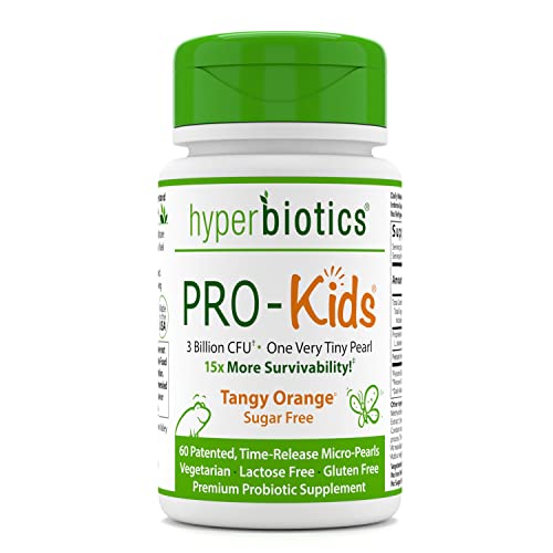 Hyperbiotics Pro Kids | Daily Digestive Probiotic for Kids | Tiny Pearl Tablets | Easy to Swallow for Children | Gluten, Dairy, Soy & Sugar Free | Ages 3 & Older | Orange Flavor | 60 Count