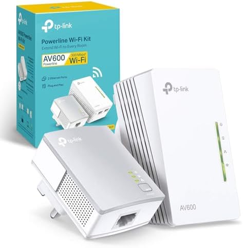TP-Link AV600 Powerline Adapter Wi-Fi Kit, Wi-Fi Booster/Hotspot/ Extender, Wi-Fi Speed up to 300Mbps, 2+1 Ports| N300 Mbps+AV600 Mbps plug and play, (TL-WPA4220 KIT)