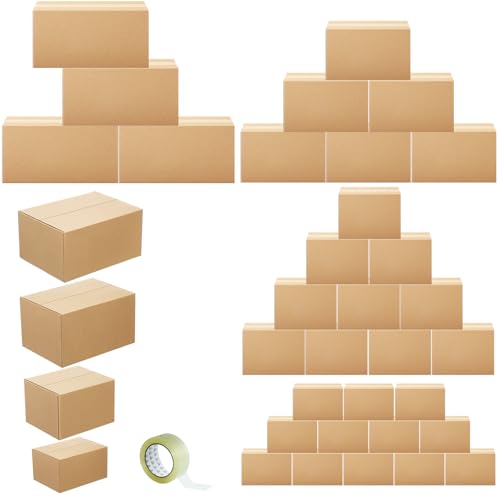 Image of Outus 32 Pack Corrugated Cardboard Boxes, Large, Kraft Color