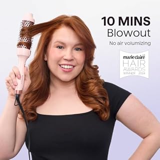 Wavytalk Thermal Brush, Heated Hot Brush for Hair Styling 38mm Ionic Thermal Round Iron for Blowout Express, Heated Curling Iron Create Natural Curls, Dual Voltage and UK Plug, Pink