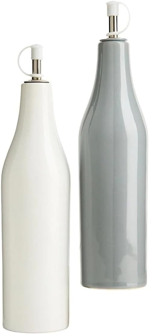 Ceramic Oil Bottle for Controlled Pouring and Convenient Kitchen Storage (white) image 4