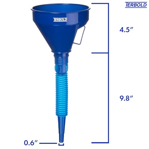 Image of Automotive Flex Funnel with Hose | Wide Mouth Flexible Oil Funnel for Automotive Use - Gas, Transmission Fluid, Car Fuel, Oil Change (Blue)