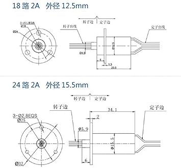 Taidacent Small Slip Ring Conductive Ring Miniature Rotating Conductive Slip Ring 2 4 6 8 10 12 24 Road Cap Slip Ring (18 Wire 2A OD 12.5mm Plastic)