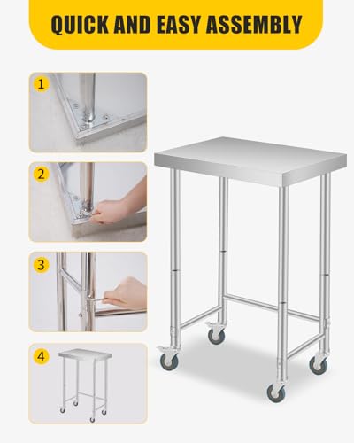 Stainless Steel Table 18x28 Inch, Stainless Steel Kitchen Prep Table, Commercial Utility Work Table
