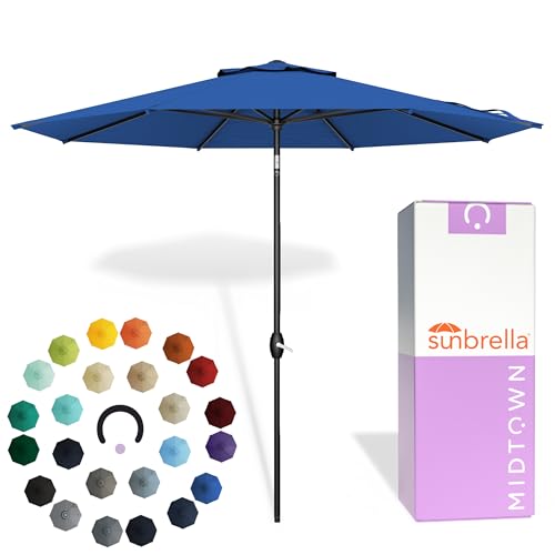 Image of Midtown Umbrellas Lean - 10 Ft Patio Umbrella, Dark Blue Canopy