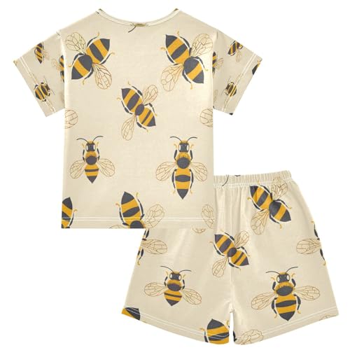 senya Short Sleeve Pajamas Sets Summer Cotton Sleepwear Honey Bee2