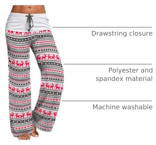 Image of iChunhua Women's Comfy Stretch Floral Print Drawstring Palazzo Wide Leg Lounge Pant