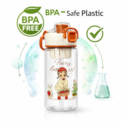 Image of Vasukie Kids Water Bottle for School 600ml | Spill-Proof Sipper Bottle for Boys & Girls | BPA-Free, Durable & Leakproof Water Bottle for School & Play (Fairy Tale Bottle)