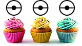 Pokeball Silhouette Acrylic Cupcake Toppers 12 pcs
