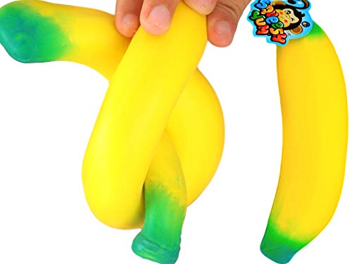 Stretchy Banana Squishy Toys (2 Pack) Stress Relief Toys | Sensory Toys for Autistic Children Kids and Fidget Stress Toys for Adults. Great Party Favor Supply. 3340-1p