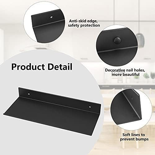FIGFYOU Metal Floating Shelves for Wall,Black Bathroom Shelf 30cm Metal Shower Shelves Storage Rack Floating Shelves Wall Mount Shelving with Screws Heavy Duty Iron Shelves For Display Colletctions