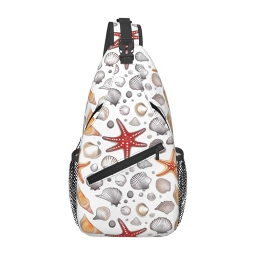 Mochila crossbody con estampado de estrella de mar para senderismo