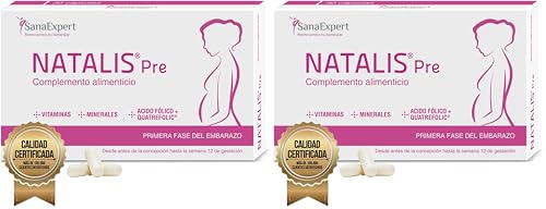 SanaExpert Natalis Pre – Vitaminas y Minerales Esenciales para la Etapa Previa al Embarazo – Con Ácido Fólico, Quatrefolic®, Hierro – 30 Cápsulas – Fabricado en Alemania (Paquete de 2)