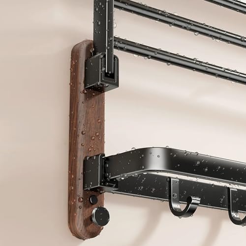 ITHKFU Toallero Negro de baño Toalleros De baño Sin Taladro Towel Holder Estante de Pared para baño con 5 Ganchos - imagen 4