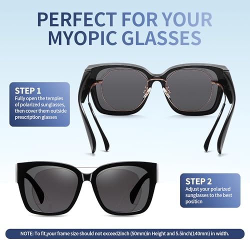 Myliia Fit Over Sunglasses for Women Square Oversized Frame Polarized Lenses,Perfect for Driving, Outdoor Activities4