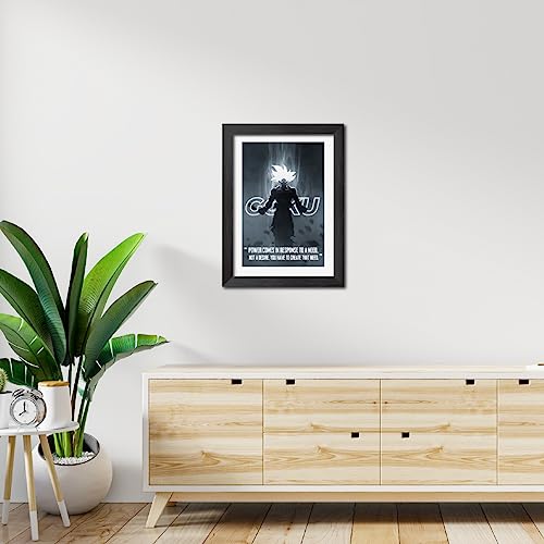 Image of TenorArts Goku Poster Draqon Ball Anime Quotes Laminated Photo Frame Painting with Matt Finish Black Textures (12 inches x 9inches)