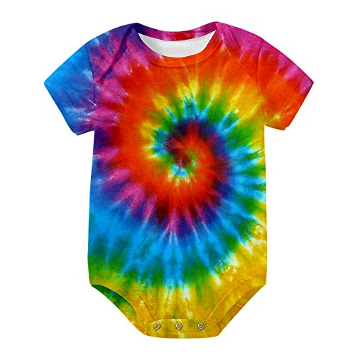 Image of rrhss Newborn Baby Tie Dye Clothes Infant One Piece Bodysuit Romper Baby Girls Boys Outfits