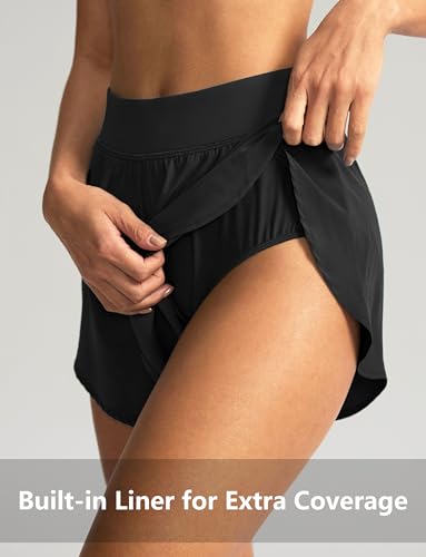 Soothfeel High Waisted Athletic Running Shorts for Women Dolphin Shorts High Split Quick Dry Gym Workout Shorts with Liner4