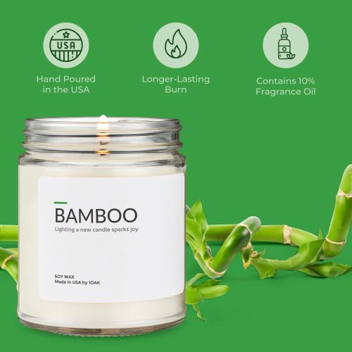 1OAK ソイワックス香り付きキャンドル (竹) - 家庭用のソイキャンドル - 長時間燃焼するキャンドル プレミアム - 手注ぎ (9オンス) [3]