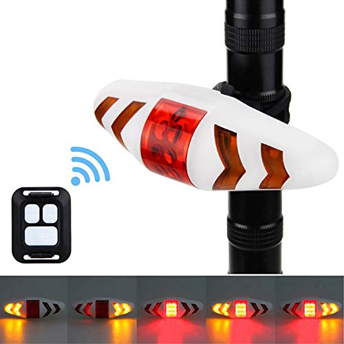 IPX2 Impermeable Control Remoto Inalámbrico Luz Rrasera para Bicicleta Luz Trasera para Bicicleta Luces Direccionales Luces Intermitentes Direccionales para Safty Night Day Riding (Blanco)