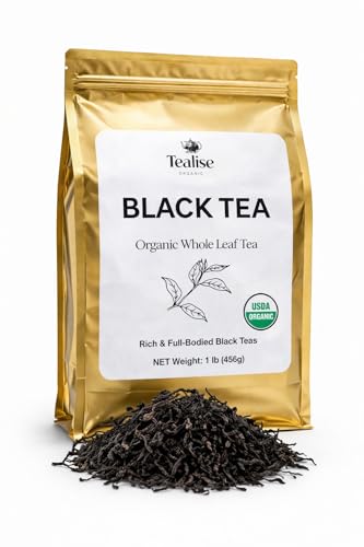 Organic English Breakfast Black Tea – High Mountain Yunnan Whole Leaf Tea – Bold, Smooth & Full-Bodied Morning Tea – 1 lb (454g) Bulk Loose Leaf – USDA Organic – Tealise