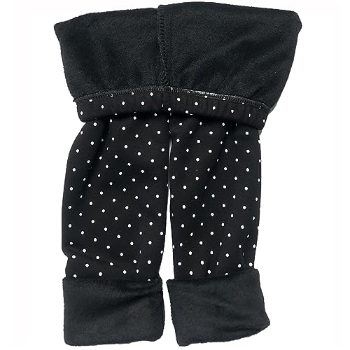 Kiench Girls Fleece Lined Leggings Polka Dot Pack of 2 Kids Winter Thick Warm Pants3