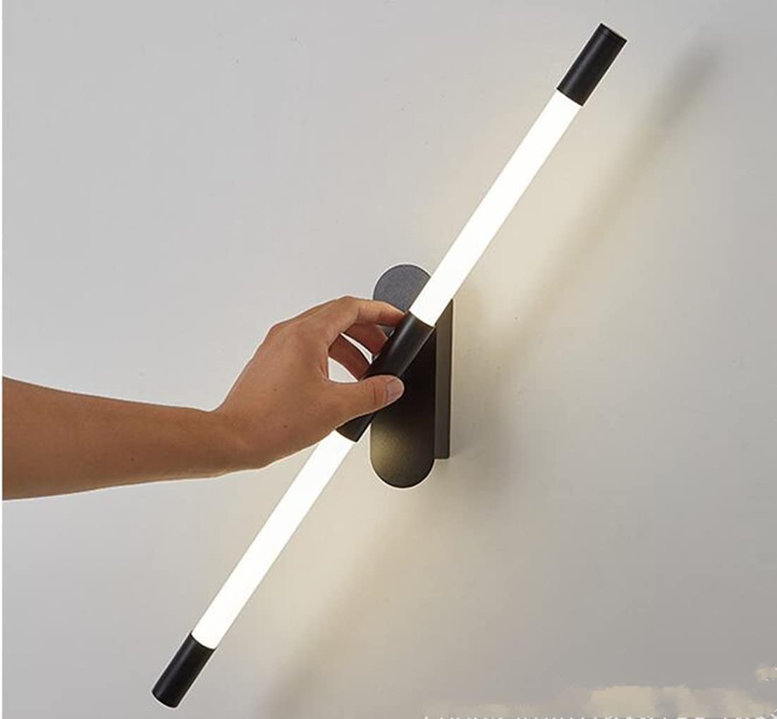LED 10W Interior Moderno Aplique Minimalismo Apliques 3000K blanco cálido Aplique de pared para Salón dormitorio Escalera Pasillo 60 * 5cm,Negro