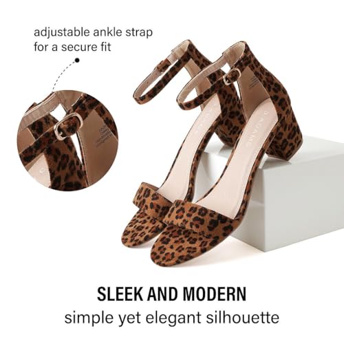 Image of J. Adams Daisy Heeled Sandals - Ankle Strap Low Block, Open Toe Dress Pumps, Chunky Heels - Dressy Shoes for Women - Bridal, Wedding, Summer Sandals