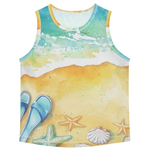 susiyo Summer Flip Flop Seashell Boys Sleeveless Tank Top Girls Athletic T Shirt