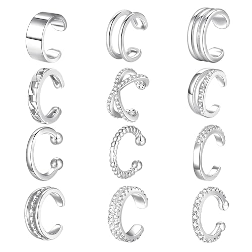 FANCH Ear Cuffs Orecchini Donna Regolabile 14K Gold Plated Non Piercing Clip on Cartilagine Leggeri