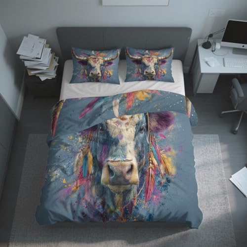Housse de couette 220x240 vache des Highlands avec parure de lit graffiti - 4