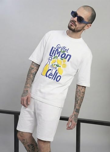 Image of GRIFFEL Limoncello Oversized Premium Cotton Co-Ord Set - White