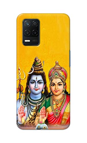 Image of PRINTFIDAA Lord Shiva Parvati Yellow Background Printed Designer Hard Back Case Cover for Realme 8 5G / Realme Narzo 30 5G -(SF) MVN1008