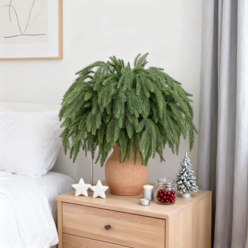 karoro 16個 クリスマス ノーフォーク 松の枝 人工クリスマス 松の枝 フェイク グリーン ピック 花瓶 DIY クラフト クリスマス ガーランド リース 屋内 ホームデコレーション [2]