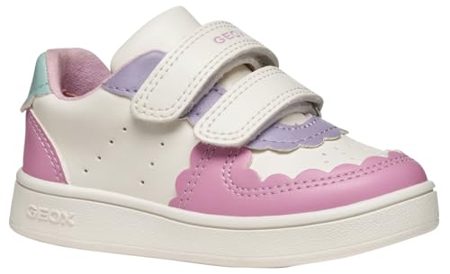 Geox Baby B ECLYPER Girl Sneaker, White/DK Pink, 4.5 UK Child