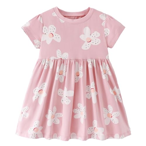 Codkkre Vestido de niña Regalos de Pascua Vestidos de algodón para niñas Vestidos de niña Cuello Redondo Vestido Princesa para Fiesta de Verano 2 Años