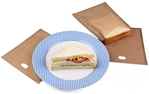 Toaster Bags (Set of 3) | Perfect for Grilled Cheese Sandwich or Toast | Gluten Free Diet | Non Stick Reusable Easy to Use in Microwave Toaster Oven