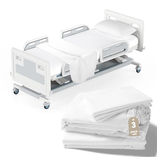 Hospital Bed Sheets Set: Fitted Flat Pillowcase White