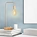 HAITRAL Industrial Desk Lamp - Stylish Wooden Table Lamp with Gold Frame Simple Nightstand Task Lamps for Bedrooms, Office - Without Bulbs (HT-TH71-16)