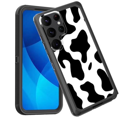 GFEWYTJYJ for Galaxy S25 Ultra Case,Shockproof 3-Layer Full Body Protection Rugged Heavy Duty High Impact Hard Cover Case for Samsung Galaxy S25 Ultra 6.9 inch 2025,Cow Print