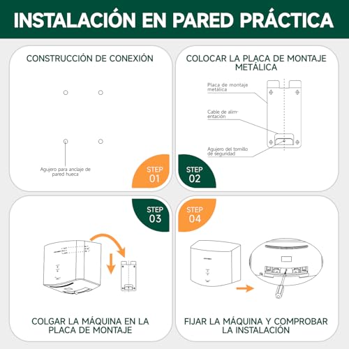 Miniatura 6 de Anydry 2630s Secador De Manos Compacto Automático De Alta Velocidad,Comercial Y Hogar,Cubierta De Abs,1400-1650w,Negro