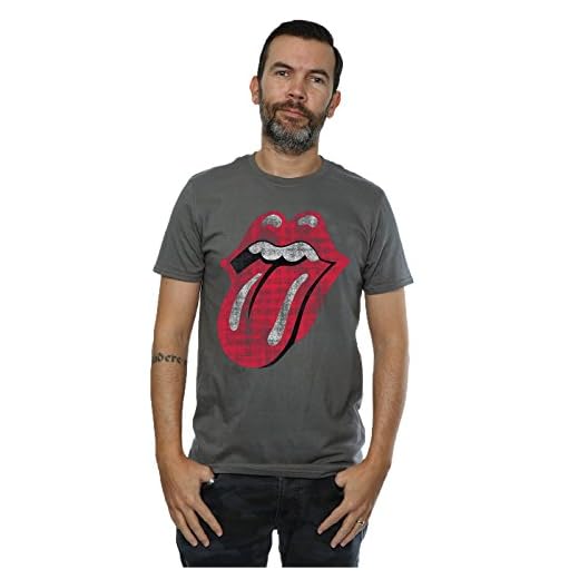 Rolling Stones Hombres Distressed Tongue Camiseta Large Grafito luz
