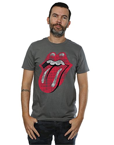 Rolling Stones Hombres Distressed Tongue Camiseta X-Large Grafito luz