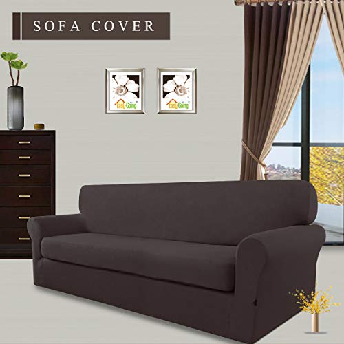 image for Easy-Going 2 Pieces Microfiber Stretch Sofa Slipcover – Spandex Soft