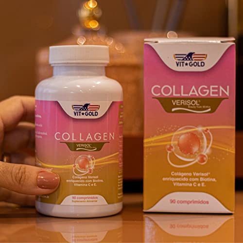 Colágeno Verisol com Biotina, Vitamina C e E Vitgold 90 comprimidos