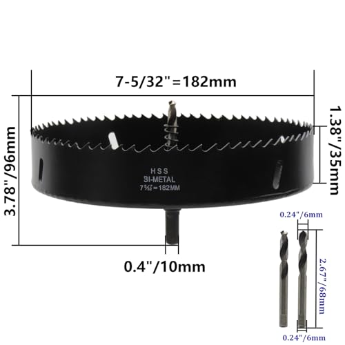 Image of Hole Saw 7-5 /32 inch /182mm Dia Hole Cutter Drill Bit Bi-Metal Hole Saw for Cutting in Woods Boards Thin Metal and Plastic