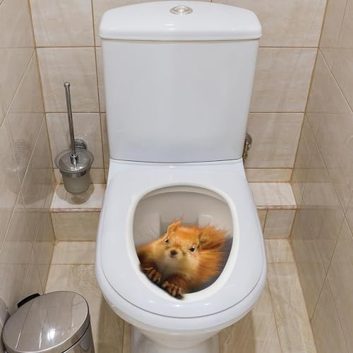 Jowxsx 3D Eichhörnchen Toilettensitz Aufkleber, Badezimmer WC Toilettendeckel
