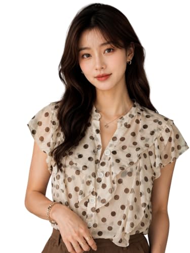Image of Womens Regular Fit Shirt | Premium Chiffon Allover Print Sleeveless Shirts for Casual & Office Wear | Stylish Summer Button-Down Shirt for Girls & Women